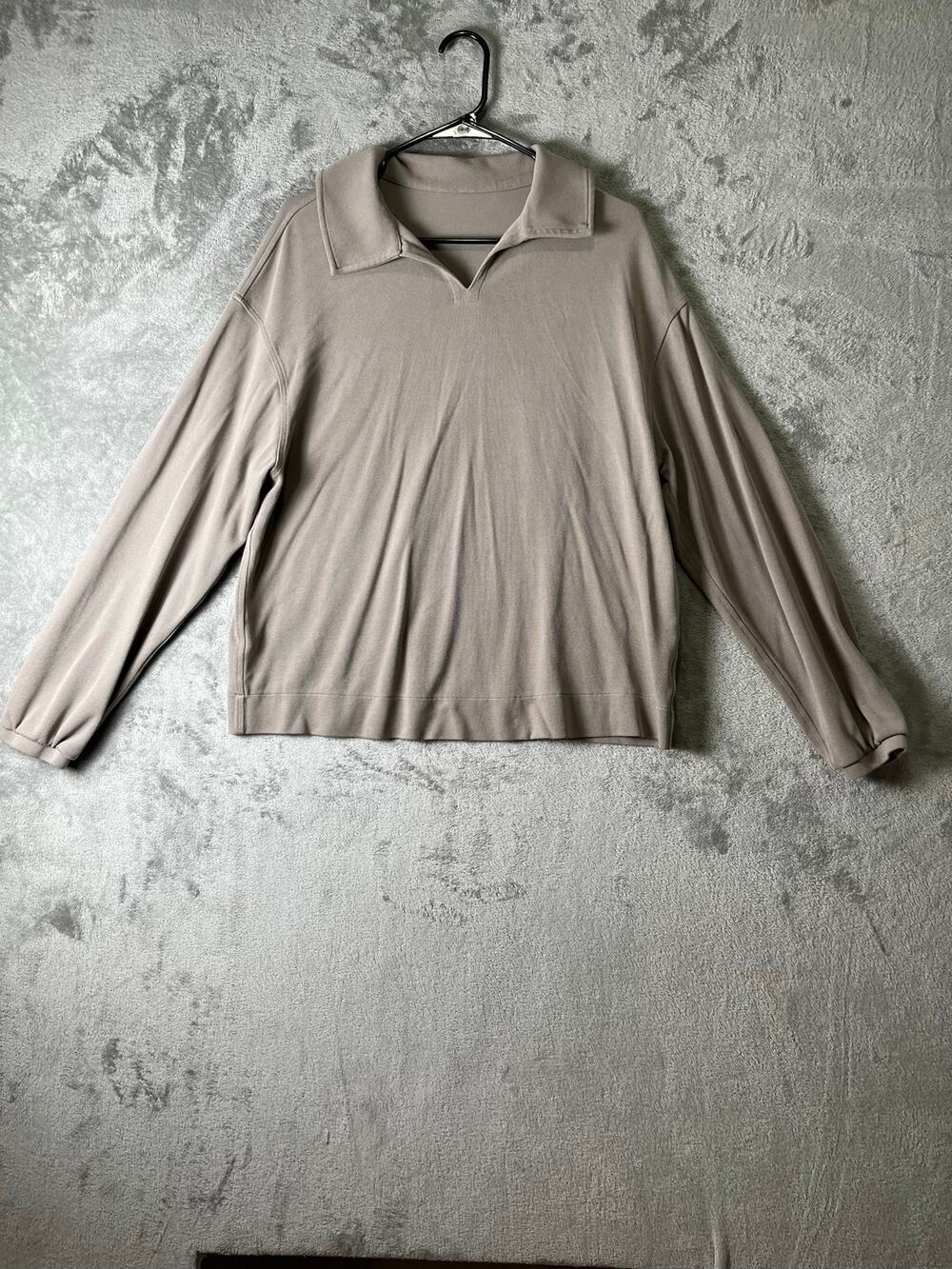 Lululemon Softstreme Pique Oversized‎ Long-Sleeve Polo Shirt Warm Ash Grey Small